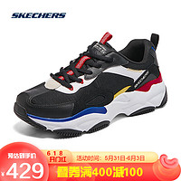 Skechers斯凯奇情侣款老爹鞋运动休闲鞋149895 NTPK自然色/粉红色(女款) 35 BKMT黑色/多彩色(男款) 42.5