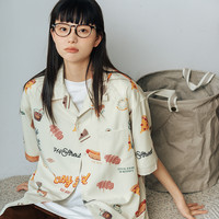 714street夏威夷短袖花衬衫外套男夏季ins潮牌设计感日系情侣衬衣