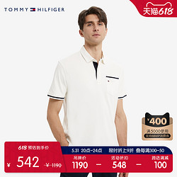 TOMMY HILFIGER 汤米·希尔费格 Tommy 22新款春夏男装休闲珠地棉螺纹镶边翻领短袖POLO衫J4761