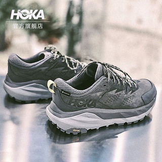 HOKA ONE ONE 男女款卡哈Kaha Low GTX低帮防水防滑轻便登山徒步鞋新品 岩灰色/碧绿色-男