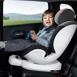 贝影随行 BABYGOING）qborn儿童安全座椅0-4-12岁汽车用婴儿宝宝可坐可躺360度旋转ISOFIX硬接口 绅士灰