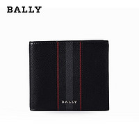 BALLY 巴利 男士黑色条纹短款牛皮钱夹钱包 6240266