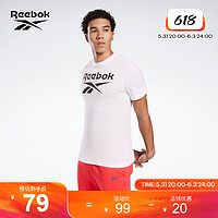 Reebok 锐步 官方男子GS1616纯色经典LOGO室内健身运动短袖训练T恤