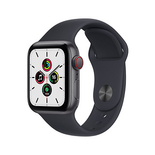 Apple 苹果 2021款Apple Watch Series SE 蜂窝版智能手表 深空灰表壳 午夜色运动表带 44MM