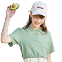 Betu 百图 女士POLO领短袖T恤 2204T12 绿色 S