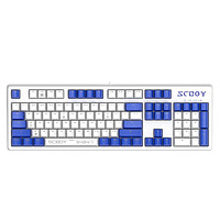 AJAZZ 黑爵 AK537 104键 有线机械键盘 蓝白 Cherry青轴 单光