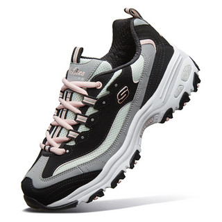 SKECHERS 斯凯奇 D'lites 1.0 女子休闲运动鞋 13143/BKGY 黑/白/浅绿/粉 40