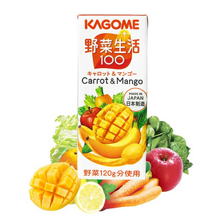 KAGOME 可果美 野菜生活复合果蔬汁饮料 胡萝卜和芒果风味 200mL*12瓶