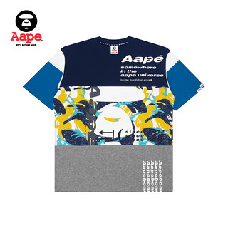 Aape 撞色字母迷彩拼接印花短袖T恤 0680XXG