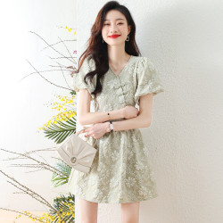 DSTCLOR· 尘色 女士国风盘扣提花裙 CML5071LYQ1