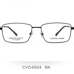 Coastal Vision 镜宴 钛+金属-全框-4004BK-黑色 镜框+ 依视路 钻晶A3 1.60 非球面镜片