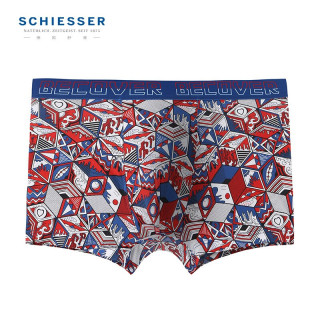 SCHIESSER 舒雅 男士内裤男莫代尔时尚印9/17058T黑色 XL E9/17058T红色 XXL