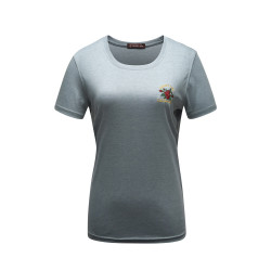 莱恩雷迪 舒适棉轻奢烫钻刺绣玫瑰浪漫靓丽经典百搭圆领女款短袖t恤