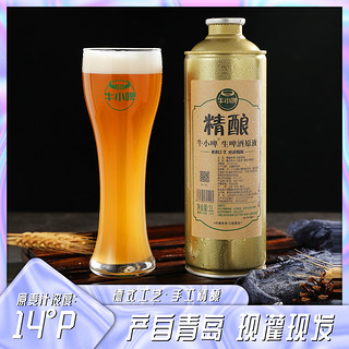 牛小啤精酿原浆啤酒白啤7天鲜啤酒青岛特产小麦生啤扎啤1L桶装2斤 精酿原浆黄啤1L（2桶更划算）