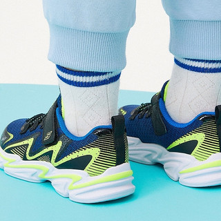 SKECHERS 斯凯奇 WAVETRONIC 男童休闲运动鞋 403603N/BKNV 黑色/海军蓝色 28.5码