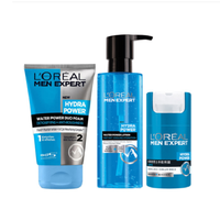 L'OREAL PARIS 巴黎欧莱雅 男士水能保湿护肤套装（洁面啫喱/洗面奶100ml+酷爽水凝露120ml+密集精华露50ml）