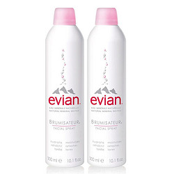 evian 依云 天然矿泉水喷雾300ml双支新包装 补水保湿定妆喷雾爽肤水