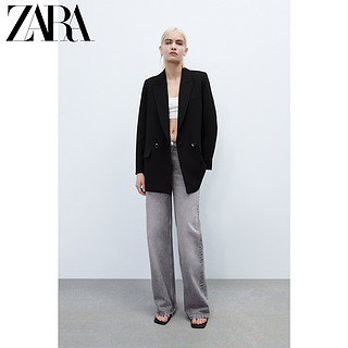 ZARA 新款 TRF 女装 黑色垂性商务休闲宽松西装外套 1255005 800