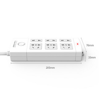 deli 得力 18209 新国标插排 三位五孔+三位二孔 3m