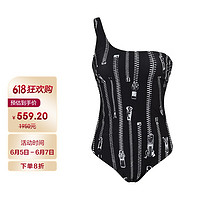 MOSCHINO Swimwear 女士黑色印花拉链图案连体泳衣