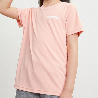 SKECHERS 斯凯奇 KNITSHORTSLEEVETEE 儿童T恤 L220K056/0051 杏红 160cm