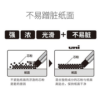 日本UNI三菱自动铅笔芯UL-防蹭脏S0.5/0.3/0.7替芯Smudge Proof浓黑不晕染防污HB进口2B专用2H自动铅不断芯