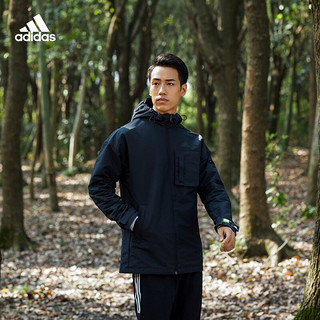 adidas 阿迪达斯 男装运动健身夹克拉链外套GP0982 黑色 A/2XL(185/108A)