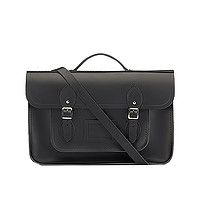 Cambridge Satchel Batchel系列 男女款经典斜挎手提包 哑光经典黑 大号