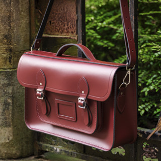 Cambridge Satchel Batchel系列 男女款经典斜挎手提包 深红色 大号