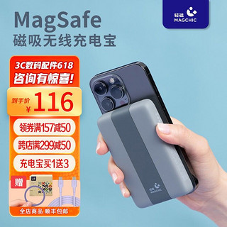 MAGCHIC 轻磁 少数派Magsafe无线磁吸移动电源18W快充 梧桐灰 1万毫安充电宝