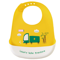  英氏 YeeHoO 儿童硅胶围兜 升级款 小绿皮卡