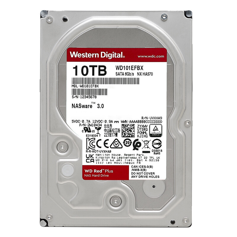 Western Digital 西部数据 红盘系列 3.5英寸NAS硬盘 10TB (PMR、7200rpm、256MB) WD101EFBX