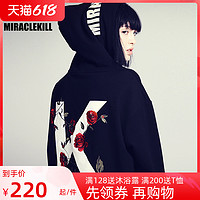 MIRACLE KILL 双刀秋冬玫瑰刺绣宽松外套潮牌休闲连帽套头情侣卫衣