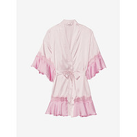 VICTORIA'S SECRET 维密 维多利亚的秘密 蕾丝系带收腰性感中长款睡袍睡衣 75S4粉色