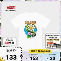 Vans范斯官方 女子短袖T恤夏季保护地球彩色图案白色