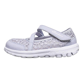 SKECHERS 斯凯奇 GO WALK系列 女童学步鞋 81170N/LTBL 蕾丝款 浅蓝色 24码