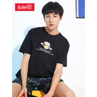 Baleno 班尼路 夏季新款男装T恤趣味字母印花短袖青春休闲风棉质圆领半袖上衣男 001A XL