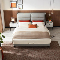 QuanU 全友 105227A 泡芙软床 雾霾灰 180*200cm 牛皮款