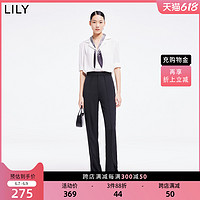 LILY2022夏新款女装气质款显瘦高腰开叉休闲裤西装裤