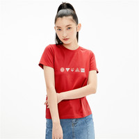 GIORDANO 佐丹奴 女士印花短袖T恤 90391211