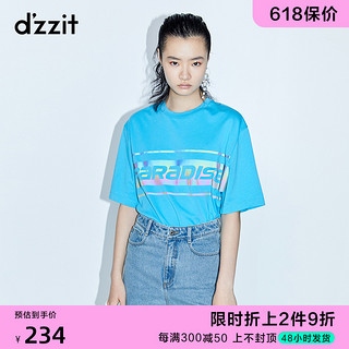 d’zzit 地素 3C2B3461S 反光条运动字母女士短袖t恤