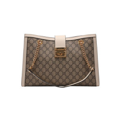 gucci古驰女包padlock系列gg中号手提包479197khnkg9761棕色白边奢侈
