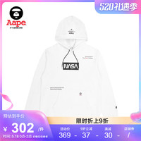Aape旗舰店男装NASA联名印花潮流加绒连帽卫衣9524XXH WHX/白色 S