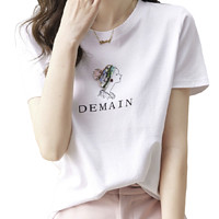 dme 德玛纳 女士圆领短袖T恤 G537120121101 本白 XL