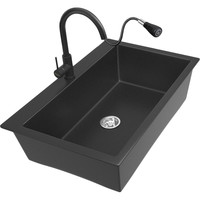 意狄讴 7072SY 石英石水槽套装 黑色 龙头款