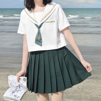 仲春二四 JK制服 小禾叶 短袖关西襟水手服上衣+下裙+小领带套装