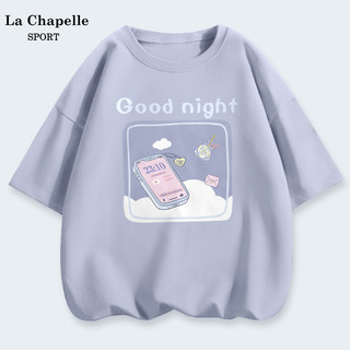 La Chapelle拉夏贝尔墨绿色短袖t恤女夏装2022新款大码女装纯棉正肩半袖体恤X 女M 墨绿色(做饭去)