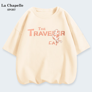 La Chapelle拉夏贝尔墨绿色短袖t恤女夏装2022新款大码女装纯棉正肩半袖体恤X 女M 墨绿色(做饭去)