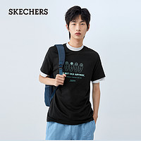 SKECHERS 斯凯奇 男士圆领短袖T恤 L122M077