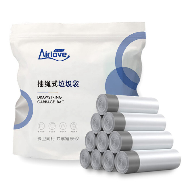 爱尔卫 Airlove 加厚抽绳垃圾袋 10卷150只（45*50cm）